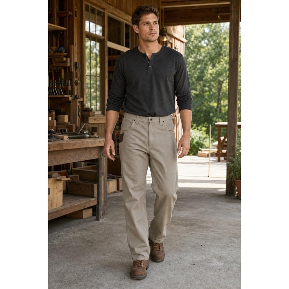 Wrangler Workwear Technician Pants Men's 38x34 Beige Cotton Ripstop Relaxed Fit